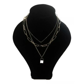 Patry Collar Tres Cadenas Corazón Candado Y Amor