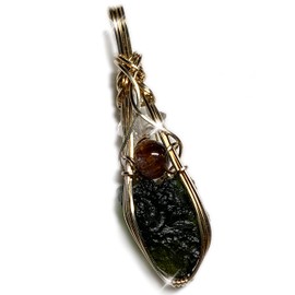 Genuine Moldavite Crystal with Super Seven Crystal Necklace Pendant Czech Republic Tektite Healing Stones Jewelry Graduation Gift M7G (gold-filled herk sm)