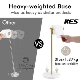 KES Gold Toilet Paper Holder Stand Tissue Roll Holder with Modern Marble Base, SUS304 Stainless Steel Brushed Gold Finish BPH284S1-BZ