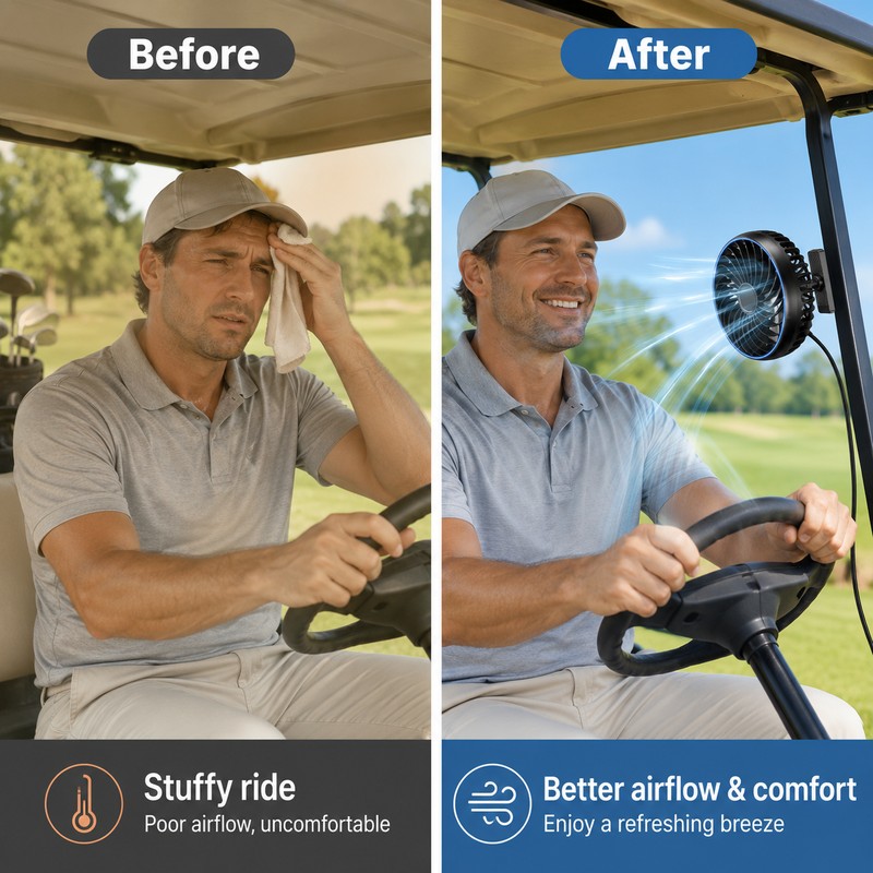 Portable USB Car Fan for Vehicle Cooling – 360° Adjustable
