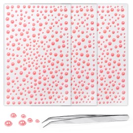 975Pcs Face Gems Hair Gems, Self-Adhesive Face Jewels Eye Jewels Rhinestones 3/4/5/6 mm DIY Face Gems Stick on, Hair Body Rhinestones Gems Crystals Pearls for Face Makeup, Crafts (Pearl_Pink)