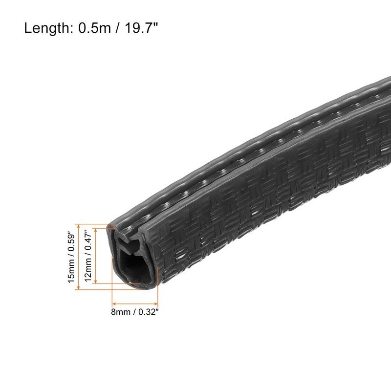 PATIKIL 0.5mx8mmx15mm Rubber Edge Trim, Metal Sharp Deck Edge Protector