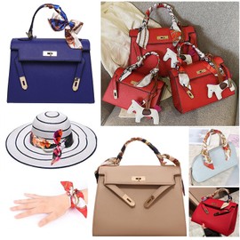 ROZKVIKA Handbag Scarf Purse Scarf Fashion Handle Wrap Ribbon Scarf Purse Handle Cover Wraps Head Band Silk Scarf for Bag Handbag (6 Pairs)