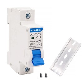 smseace Miniature Circuit Breaker Low Voltage AC 10A230/400V,1 Pole AC Disconnect Switch C10 DIN Rail Mount Used to Protect Circuit Equipment