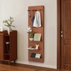 Rubber Wood Wall-Mounted Full-Length Mirror with Adjustable Shelves - Push-Pull