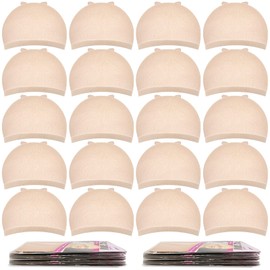 MORGLES MORGLES 20 Pcs Wig Cap Beige, Stretchy Nylon Wig Caps for Women