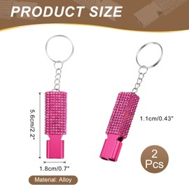 PATIKIL Emergency Whistle with Keychain, 2Pcs Bling Safety Survival Whistles Rescue Signaling Loud for Outdoor Camping Hiking Boating Hunting Fishing, Rose Red