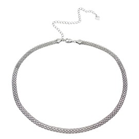 R.Universe Sterling Silver 4mm Skinny Chainmail CHOKER Necklace, 925 Minimalist Geometric Birthday Best Friend Gift For Her Mum Elegant Everyday Jewellery