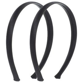 Ouligay 2pcs Black Satin Headbands for Women Fashion Black Thin Head Band Non-Slip Plain Hair Bands DIY Hair Accessories Perfect for Cosplay, Yoga and Daily Wear