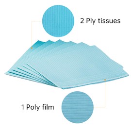 Disposable Dental Bibs 13"x18"（125Pack） - 3 Ply Waterproof Tattoo Bib Sheet for Patients - Dentist or Medical Tray Cover and Nail Table Cover Supplies (Blue)