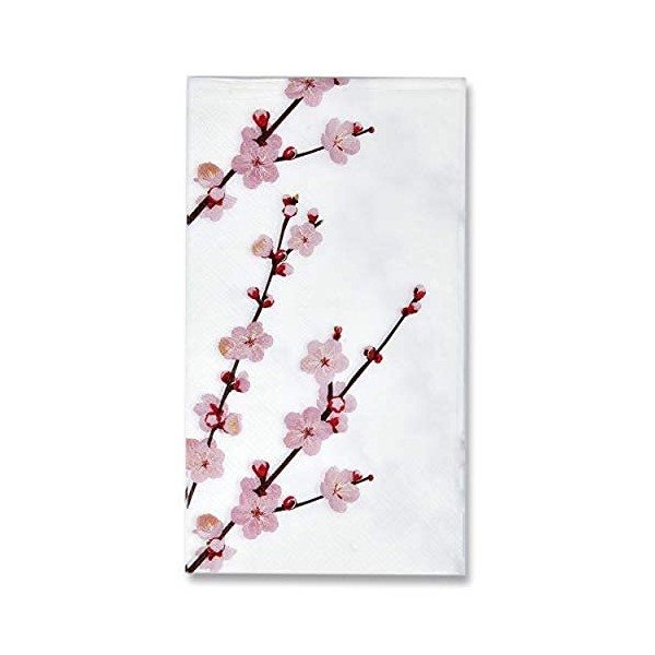 100 Floral Cherry Blossoms Guest Napkins 3 Ply Disposable Paper Pink Cherries Blossom Flowers Dinner Hand Napkin for Bathroom Powder Room Wedding Holiday Birthday Party Baby Shower Decorative Towels
