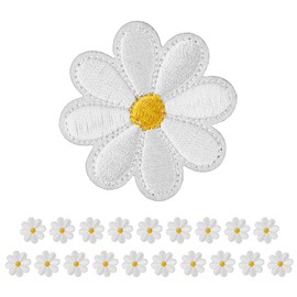 Pack of 20 Iron-On Patches Daisy Flowers Iron-On Patches Exquisite Embroidery Iron-On Patches Applique Jacket Jeans Patches for Iron-On Craft DIY Decorative Patches Adults Children