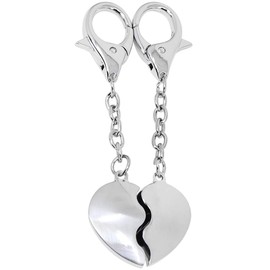 com-four® Set of 2 Metal Key Rings with Carabiner for Lovers, Hearts in Elegant Gift Box, silver colours