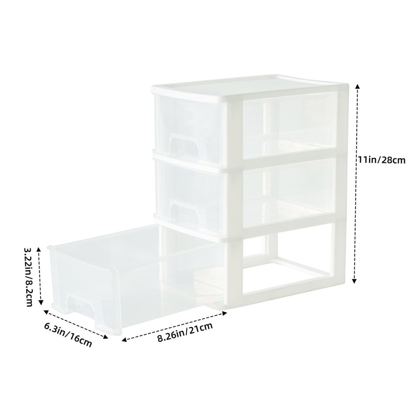 Gonice 3 Drawer Storage Organizer, White Plastic Drawer Storage Organizer,