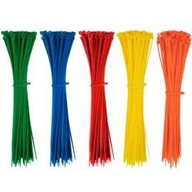 Pack of 500 Colourful Cable Ties 200 mm x 2.8 mm Coloured Cable Tie Set Adjustable Heat Resistant UV Resistant Coloured in Red Yellow Blue Green Orange