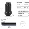 M12x1.25 Black 6 Spline Lug Nuts - Anti-Theft, 1.38" Long,