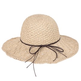 Womens Sun Straw Hat Ladies Foldable Straw Hat Wide Brim Sun Hat Bowknot Adjustable Beach Cap Elegant Bucket Hat UPF 50 UV Protection Hat Comfortable Breathable Sun Visor Hat for Outdoor Activities