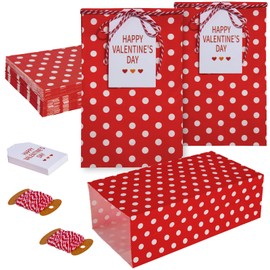 AISunGoo AISunGoo 30 Pcs Valentines Day Gift Bags with Cards for Kids Classroom Parties, Paper Treat Bags for Valentines Party Favors