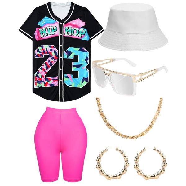 80s 90s Outfit for Women, Unisex Hip Hop Costume Baseball