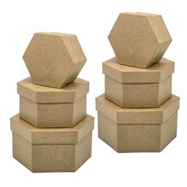 AllStellar Hexagon Paper Mache Nesting Boxes – Small Set of 6 Paper Mache Boxes with lids for Crafting, Gifts, Storing Jewelry, Treasure, Accessories, Cosmetics, Ornament and More
