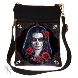 Sugar Skull Shoulder Bag Black 23cm