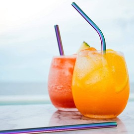 Rainbow Straws Stainless Steel Straws, Colourful, Reusable Metal Straws, Short and Long Rainbow Metal Straws, Stainless Steel Straw