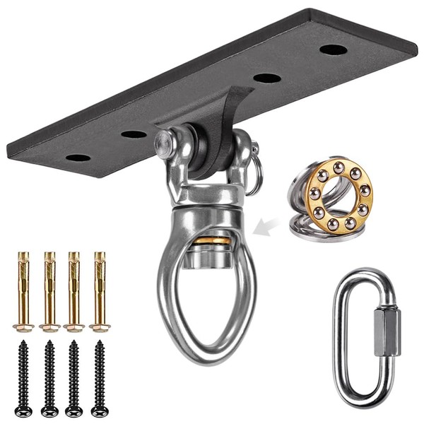 BeneLabel Heavy Duty Swing Hanger, Swing Set Accessorie with Carabiner for Indoor Outdoor Playground, Porch Swing Hanging Kit for Wooden and Concrete Set with 4 Wood Screws and 4 Expansion Bolts
