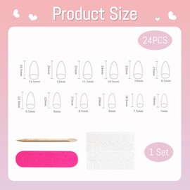 Yamobi 24 pieces Press on Nails Almond, Soft Gel Artificial Nails with 3D Pearls, Nude White French 3D Bow Flowers, Stick on Nails Almond, Fresh Artificial Fingernails