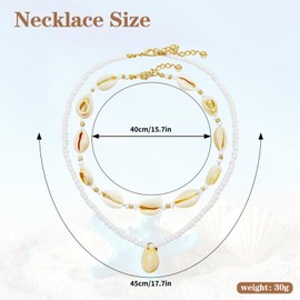 LQTSLFM 2 Stück Muschelkette,Muschelschmuck,Muschelkette Damen Sommer Schmuck Natural Shell Choker Halskette Strandresort-Stil