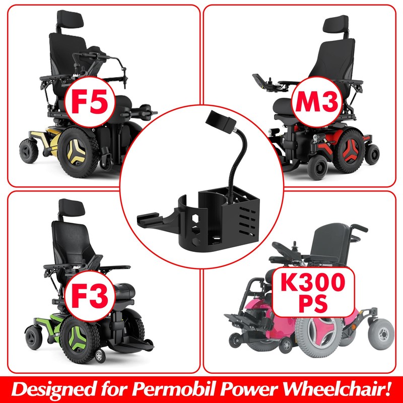 Cup Holder for Permobil Power Wheel Chair Compatible with Uni-Track