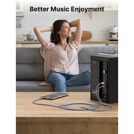 JSAUX JSAUX RCA to 3.5mm Cable, 【6.6ft/2M】 Aux to RCA Headphone Male to Male Jack Adapter Nylon Braided 1/8 to RCA Audio Y Cord for Smartphones, MP3, Tablets, Speakers, HDTV -Grey