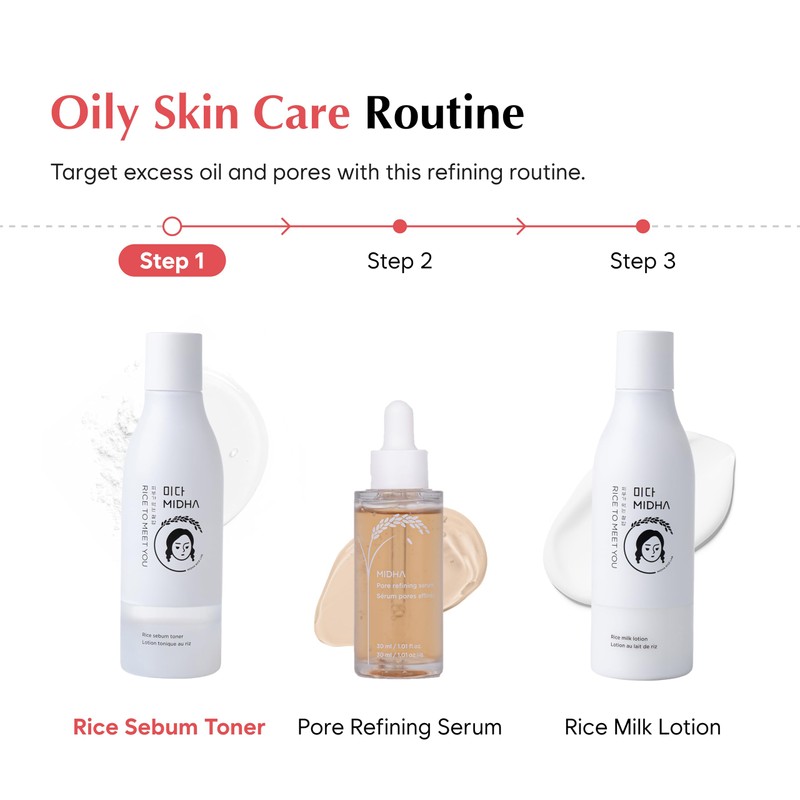 MIDHA Rice Sebum Toner,6.76fl.oz/200ml,Hydrating, Pore Refining, 80% Pure Rice bran