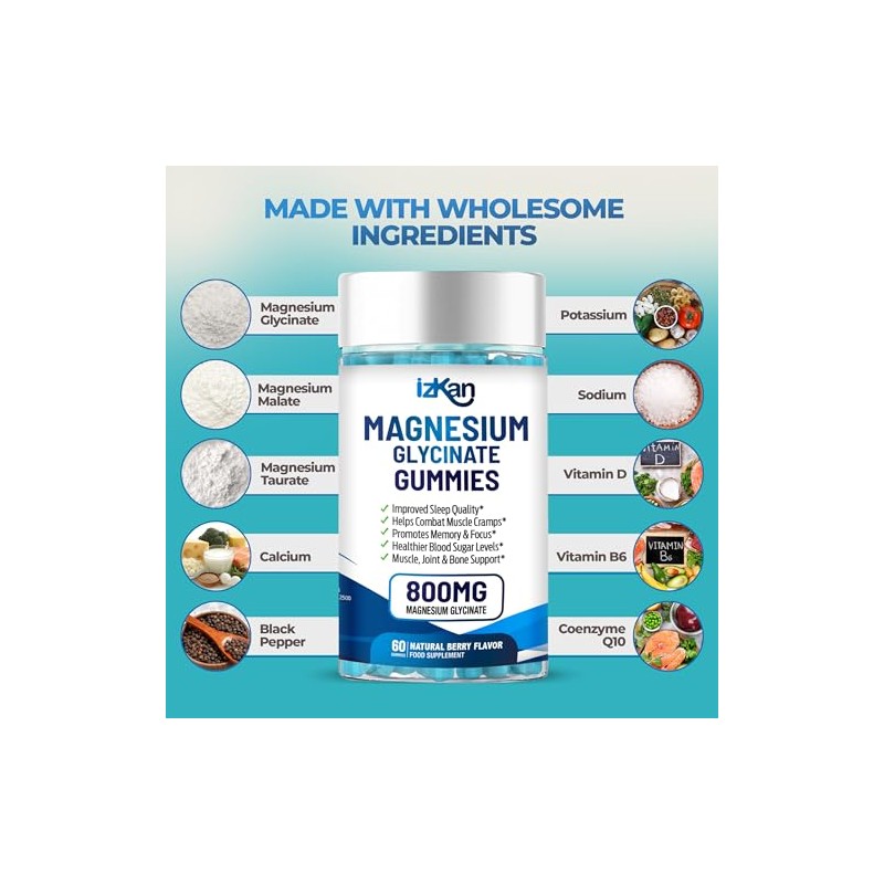 Magnesium Glycinate 1600mg with Calcium, Potassium, Vitamin D & CoQ10
