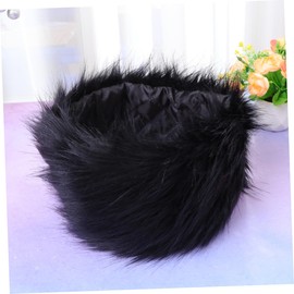 Healeved Imitated Fur Headband for Women Comfy Black Warm Headwrap Stylish Faux Fur Headwear Soft and Easy to Wear Accessory for Cold Weather Fashion