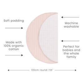 Toddlekind Organic Cotton 48" Reversible Quilted Luxe Play Mat for Babies/Toddlers, Foldable, Multifunctional, Blush (Pink)