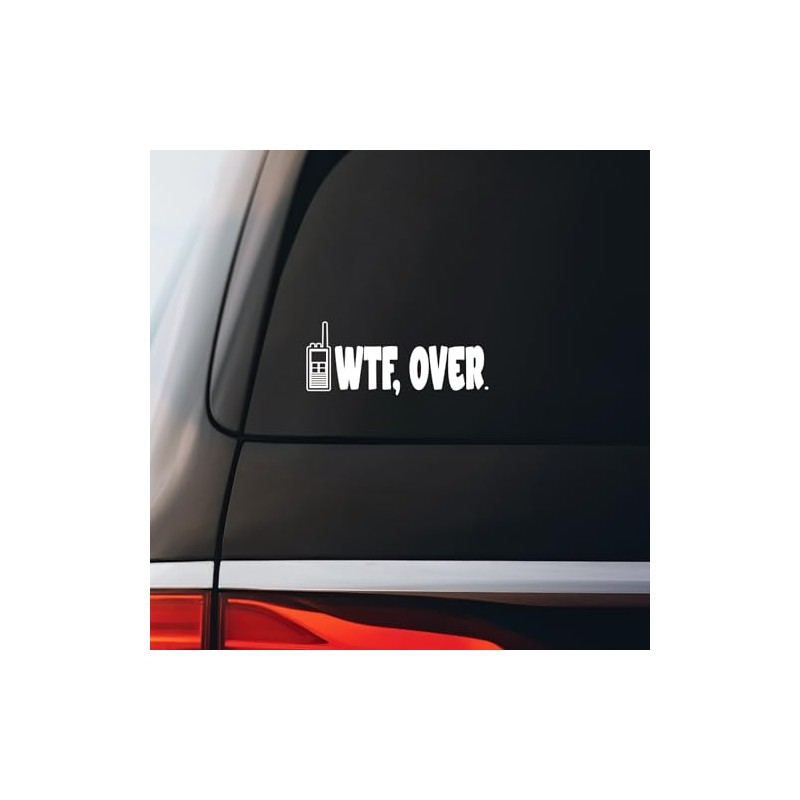 WTF, Over. Sticker Decal Notebook Car Laptop 5.5"x2.25" (White)