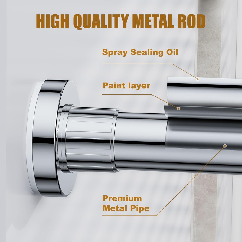 Ausemku Shower Curtain Rod 26-76 Inch Adjustable - 0.85 Inch