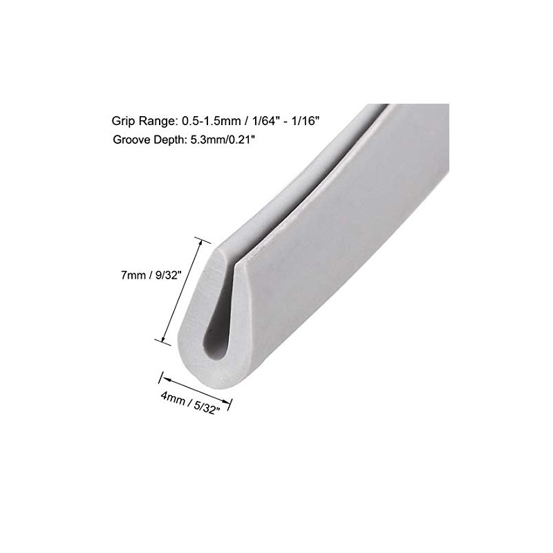 sourcing map Edge Trim U Seal Grey Rubber Plastic U
