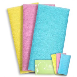 Toallita exfoliante japonesa de belleza de nailon, esponja de baño coreana, toalla de lufa grande, toalla de baño exfoliante de primera calidad, toalla de ducha exfoliante para la espalda, paquete de 3
