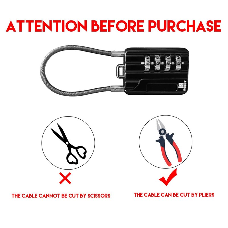 RESET -200 4-Digit Combination Lock with 10 cm Wire Rope,