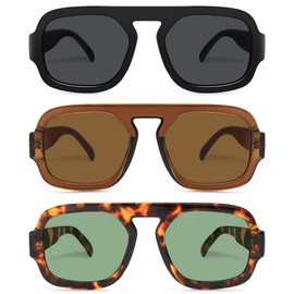 YMRFW Retro Square Aviator Sunglasses for Women Men 70s Vintage style Shades Trendy Flat Top UV Protection Sun Glasses