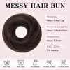 TESSHAIR Human Hair Messy Bun Hair Piece Scrunchie Dark Black
