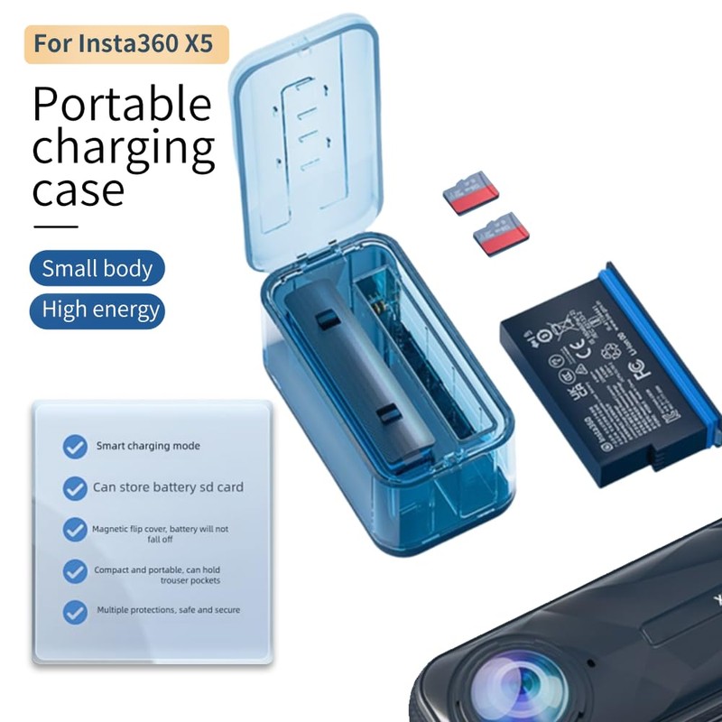 Battery Charger for Insta360 X5, Dual Fast Charging Battery Hub