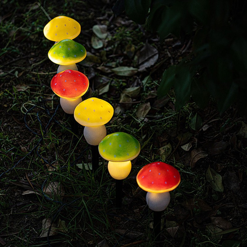 6PCS Solar Mushroom String Lights IP65 Waterproof LED Outdoor Mushroom