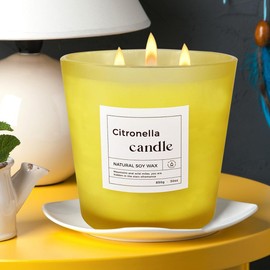 Luxury Citronella Candle, 30oz Indoor Outdoor Scented Candle, Large 3 Wick Jar Candle, Up to 120 Hours Burning Time, 100% Natural Soy Wax, Relaxing Aromatherapy Aesthetic Candles