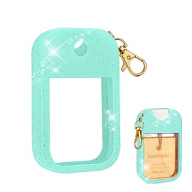 AIERSA Hand Sanitizer Spray Glitter Case Compatible with Touchland, Silicone Hand Sanitizer Case Holder with Keychain for Touch Land Mist 1FL. OZ (Glitter Sequin Green)