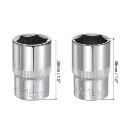 sourcing map 6-Point Shallow Socket, 1/2" Drive 18mm 19mm Shallow Socket Cr-V Metric Socket for DIY Hand-Making Repair Automotive