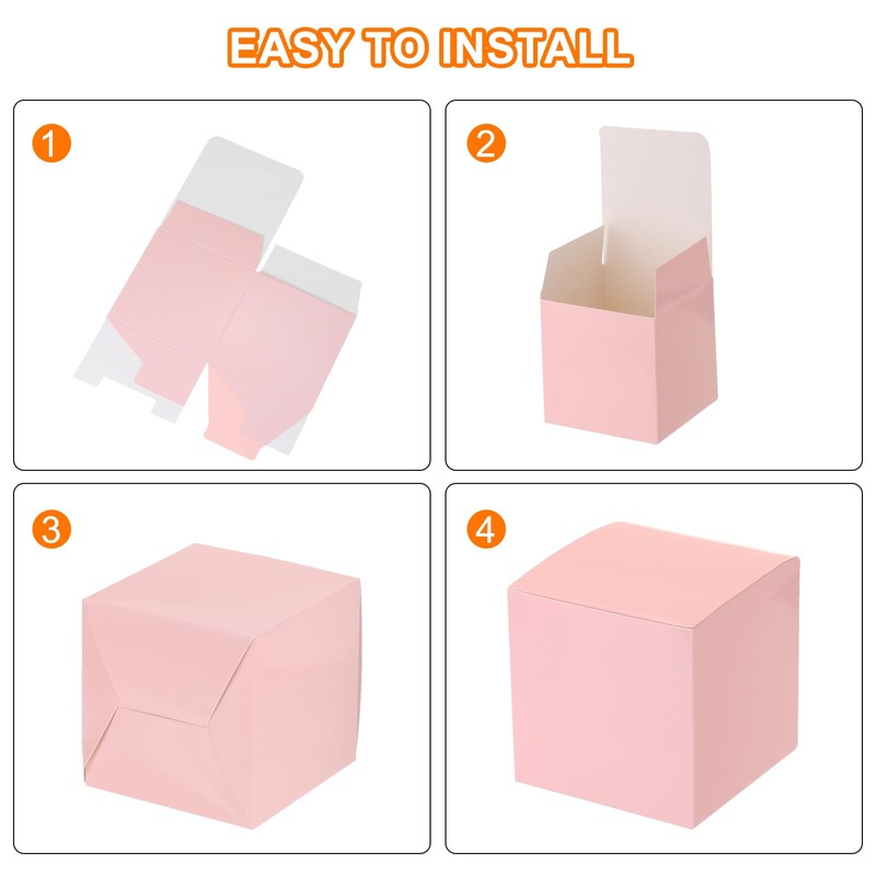 sourcing map 25 Pcs Pink Gift Boxes, 4"x4"x4" Kraft Paper