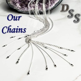 925 Sterling Silver 1MM Box Chain Lobster Claw Clasp 20 inch