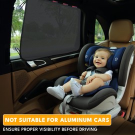 EcoNour Magnetic Car Sun Shade Side Window (2 Pack) | Rear Window Sun Shade, Blocks Harmful UV Rays | Ensures Privacy Protection | Baby Travel Accessories | Magnetic Curtain for Baby and Kids